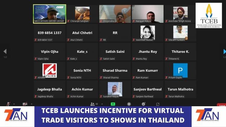 TCEB LAUNCHES INCENTIVE FOR VIRTUAL TRADE VISITORS TO SHOWS IN THAILAND - INCENTIVE GOES UPTO 12.5 K USD PER SHOW